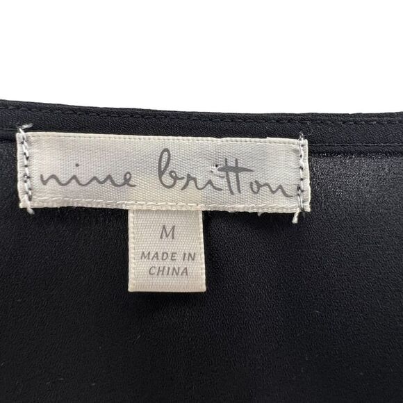 Stitch Fix Nine Britton Ivana Scallop Detail Blouse Womens Medium Black - Picture 5 of 6